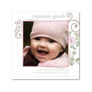    Girl Birth Announcements   Butterfly Swirls By Tea Collection Baby