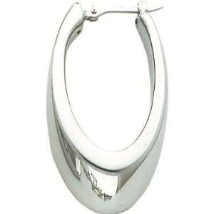  White gold Slanted Oval Hoop Earrings Jewelry A Jewelry