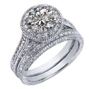  Round Brilliant Cut Diamond Engagement Ring Wedding Band 