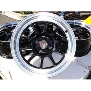 Drag (Dr 16) 15 Inches 4x100 Black with Polish Lip Wheels, A SET OF 4 