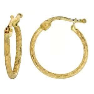   14k Yellow Gold Italian Fancy Diamond Cut 25 mm Hoop Earrings Jewelry
