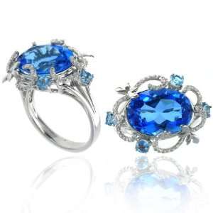 Gorgeous White Gold Ring Blue Topaz Jewelry