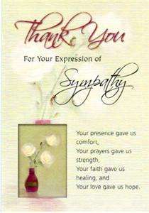 Box of 16 Thank you for Sympathy Cards Ivory Cardstock  