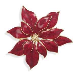  14 Karat Gold Plated Poinsettia Fashion Pin Jewelry