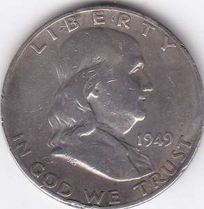 1949 S KEY DATE FRANKLIN SILVER HALF DOLLAR FREE SHIP NICE  