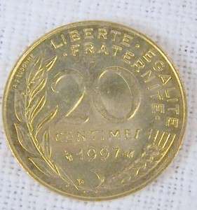 1997 France 20 Centimes 1 Coin Very Nice L  