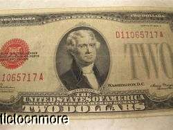  1928 D 1928D $2 TWO DOLLAR BILL UNITED STATES NOTE RED SEAL D  