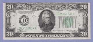 1934 Cleveland D Twenty Dollar Bill Fed Reserve Note $20.00 ALMOST 