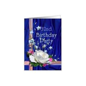  32nd Birthday Party Invitation, White Rose Card Toys 