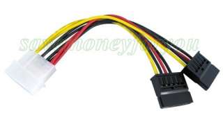 NEW IDE HDD 4 pin to 2X 15 pin SATA Power Cord Cable  
