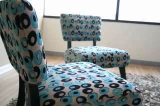 Modern Retro Pattern Fabric Accent Side Chairs Set New  