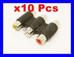 10x F F 3 RCA AV Cable Joiner Coupler Component Adapter  