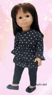 Doll Clothes Ruffled Black Dot Shirt & Leggings fit American Girl & 18 