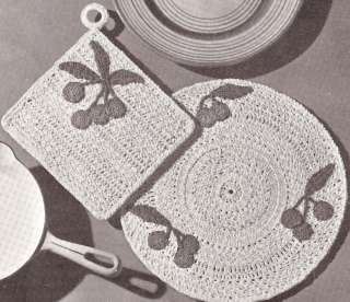 Crochet Cherry Motif Placemat Pot Holder Hot Pattern  