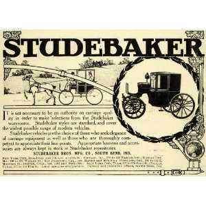  1905 Ad Horse Drawn Carriage Studebaker Brothers Antique 