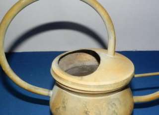 Vintage Small Watering Can Primitive Metal Brass? Art Deco Circular 