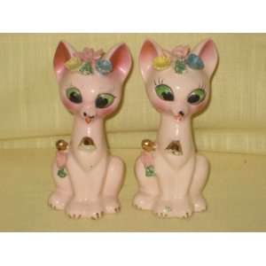   Vintage Porcelain Retro Pink 4 Inch Cat Kitty Figurines Everything