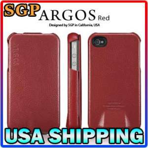 SGP Leather Case/Cover Argos Red for Apple iPhone 4  