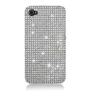 For Apple iPHONE 4, 4S Full Diamond Case Silver Bling Cell Phone Cover 