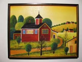 Amish Art Jonas Bradford Art Painting Red Barn House Scene  
