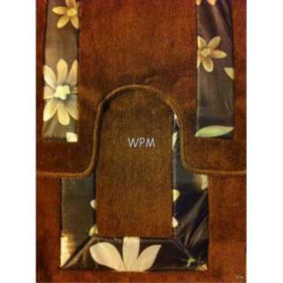 18 piece Bath rug set brown flower bathroom shower curtain mat with 