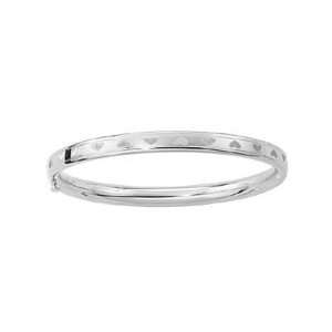    Baby 14K White Gold All Around Heart Bangle Bracelet Jewelry