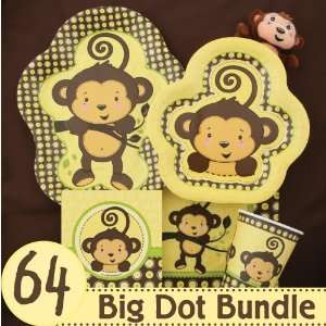  Monkey Neutral Baby Shower Tableware   64 Big Dot Bundle 