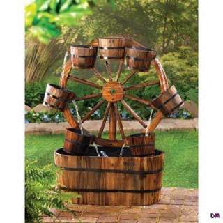   Western Wagon Wheel and Buckets Garden Water Fountain Country Decor