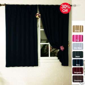 Blackout Thermal Insulated Curtain 63L 1 Set Black  