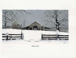 BOB TIMBERLAKE print snowy farm WINTERS GIFT  
