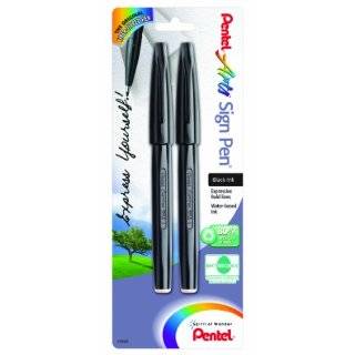 Pentel Arts Sign Pen, Black Ink, 2 Pack (S520BP2A) by Pentel