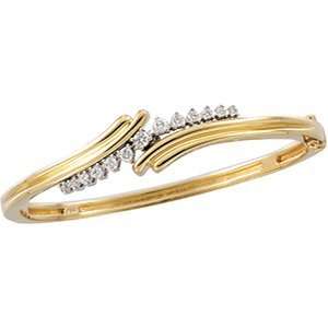  14K Yellow Gold Diamond Bangle Bracelet 