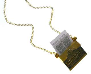 Love Hearts & Crosses Brass Typewriter Necklace  