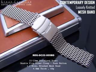 Rare 22mm Interlocking Mesh Divers Watch Band Bracelet  