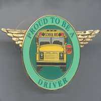 Proud To Be A School Bus Driver Pin on 1.75 Wings  