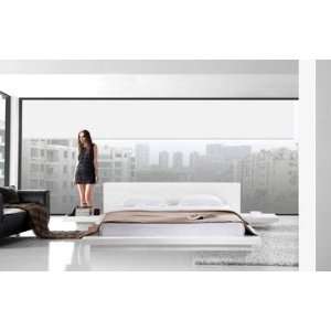  3 PC Opal White Low Profile Platform Bedroom Furniture Set 