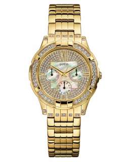 GUESS Watch, Womens Goldtone Crystal Accented Bracelet U13539L1 