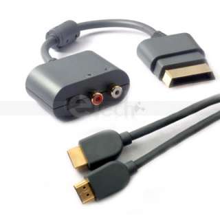 HDMI Cable + RCA Audio Adapter Dongle For Xbox 360+Gift  
