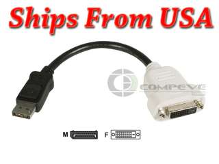DisplayPort (male) to DVI D (female) Adapter Cable For Video Cards