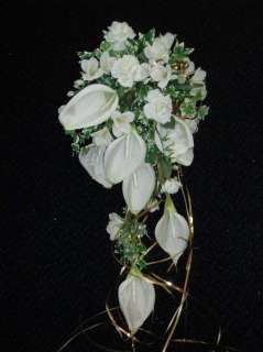 Silk Wedding Flower Set CALLA Lily BOLD Large Gold F7 Bokay bouquet 