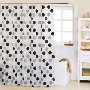  A Round Black/White PEVA Shower Curtain