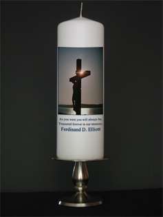 Personalized Custom Cross Memorial & Remembrance Candle  