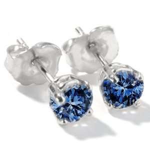   blue stud post diamonds earrings 1.10 ct. diamond 