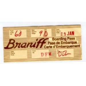  Braniff Boarding Pass 1970s Unusual 