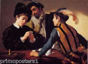 THE CARDSHARPS GAME CARDS CARAVAGGIO REPRO PAPER CANVAS  