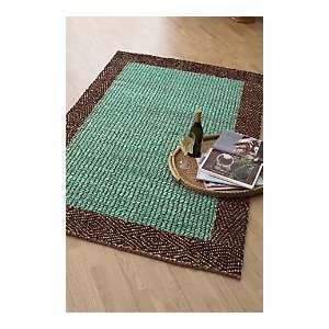  Braided Border Jute Rug   Blue