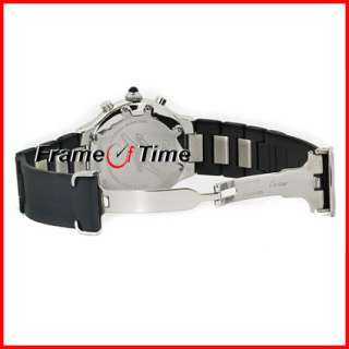 Cartier Mens Must 21 Chronoscaph Chronograph Black Rubber Chrono Watch 