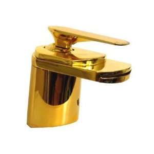  Ti PVD Finish Solid Brass Waterfall Bathroom Sink Faucet 