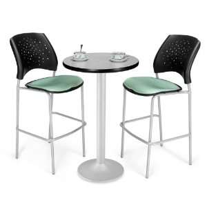  FlipTop Cafe Table with Two Stars Breakroom Stools Forest 