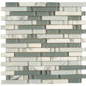   Bricks Blue Random Brick Series Glossy & Frosted Glass and Stone Tile